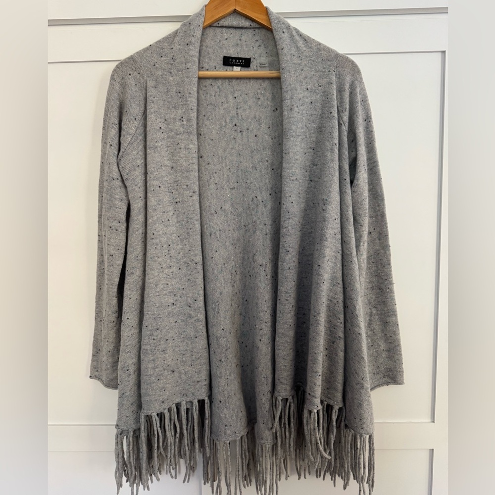 Forte 100% Cashmere Gray Knit Sweater size Small